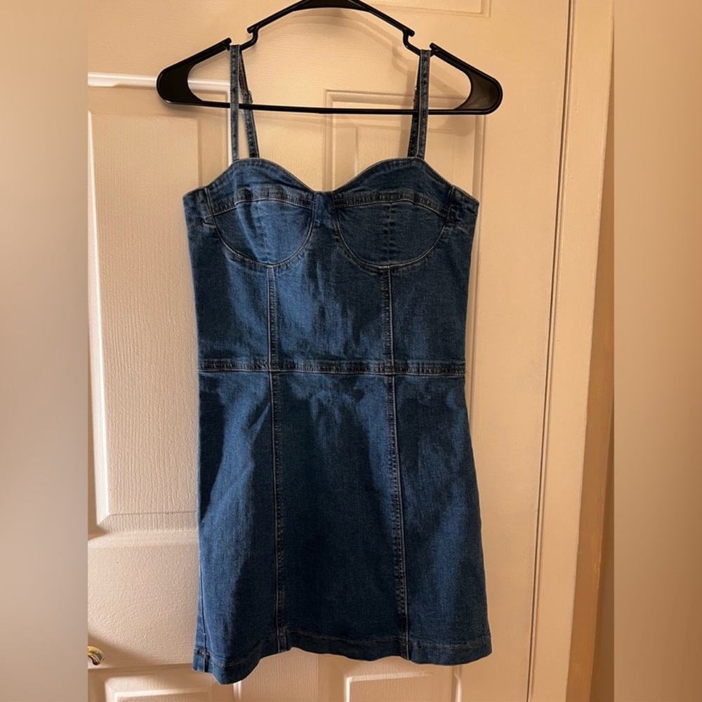 Euc Pac Sun denim dress small zipper back size junior small
